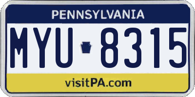PA license plate MYU8315