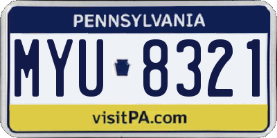 PA license plate MYU8321