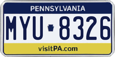 PA license plate MYU8326