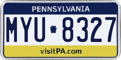 PA license plate MYU8327