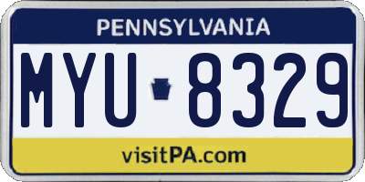 PA license plate MYU8329