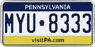 PA license plate MYU8333