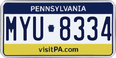 PA license plate MYU8334
