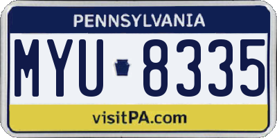 PA license plate MYU8335