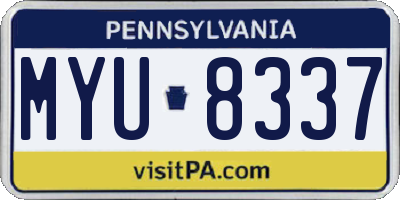 PA license plate MYU8337