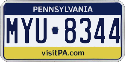 PA license plate MYU8344