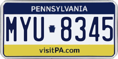 PA license plate MYU8345