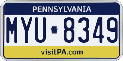 PA license plate MYU8349