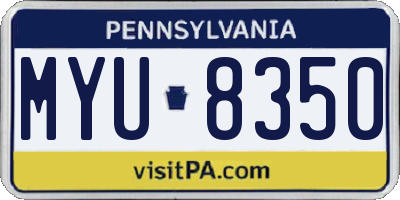 PA license plate MYU8350