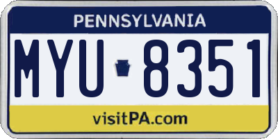 PA license plate MYU8351