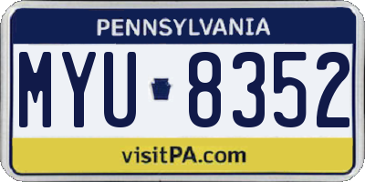 PA license plate MYU8352