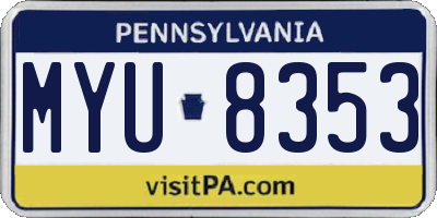 PA license plate MYU8353