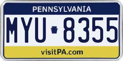 PA license plate MYU8355
