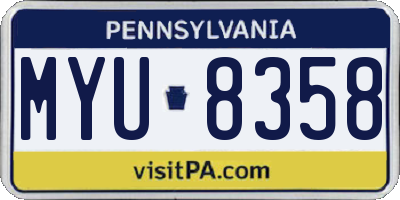 PA license plate MYU8358