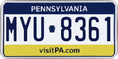PA license plate MYU8361