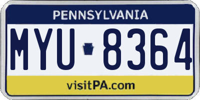 PA license plate MYU8364