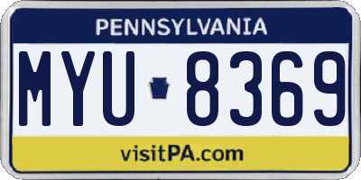 PA license plate MYU8369