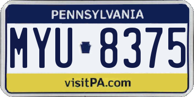 PA license plate MYU8375