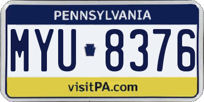 PA license plate MYU8376