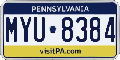 PA license plate MYU8384