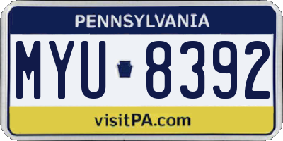 PA license plate MYU8392