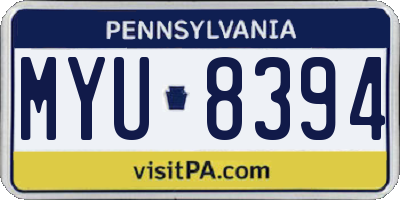 PA license plate MYU8394