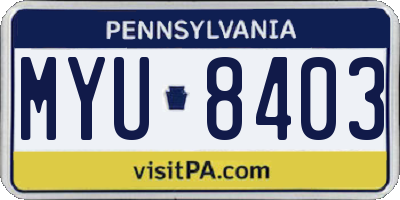 PA license plate MYU8403