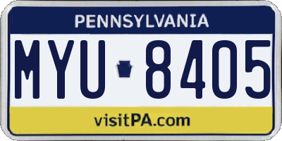 PA license plate MYU8405