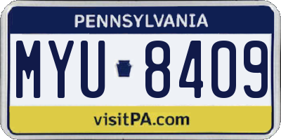 PA license plate MYU8409