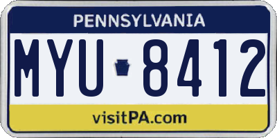 PA license plate MYU8412