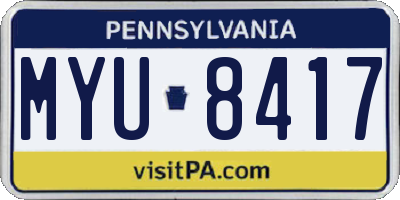PA license plate MYU8417