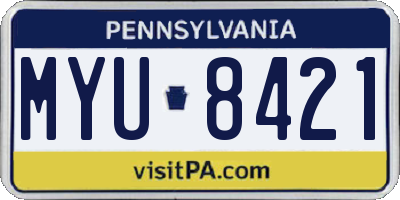 PA license plate MYU8421
