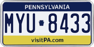 PA license plate MYU8433
