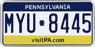 PA license plate MYU8445