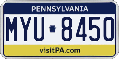 PA license plate MYU8450