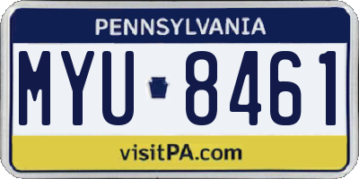 PA license plate MYU8461