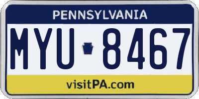 PA license plate MYU8467