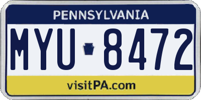 PA license plate MYU8472