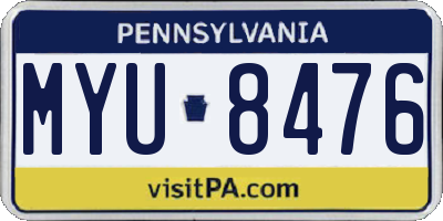 PA license plate MYU8476