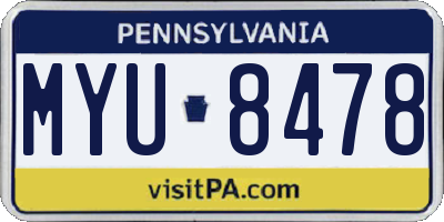 PA license plate MYU8478