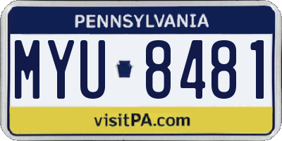 PA license plate MYU8481