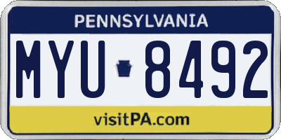 PA license plate MYU8492