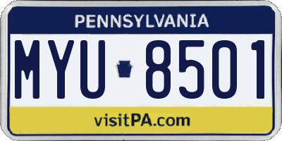 PA license plate MYU8501