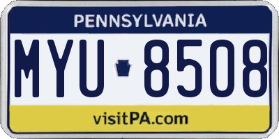 PA license plate MYU8508