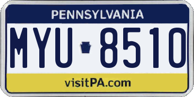 PA license plate MYU8510