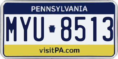 PA license plate MYU8513