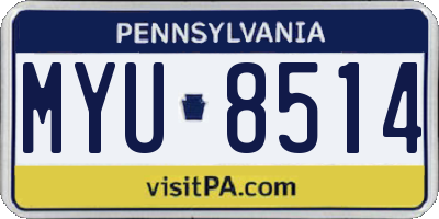 PA license plate MYU8514