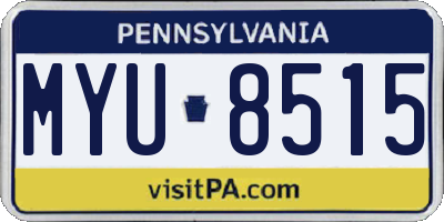 PA license plate MYU8515