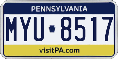 PA license plate MYU8517