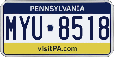 PA license plate MYU8518